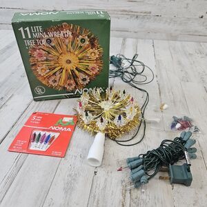 Noma 11 Lite Mini Wreath Tree Top 6 Ft Cord Christmas Lights Vtg